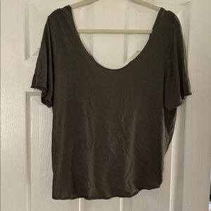 Double Zero Olive Open Back Short Sleeve Tee